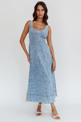 Ellora Side Pocket Midi Dress Denim Blue